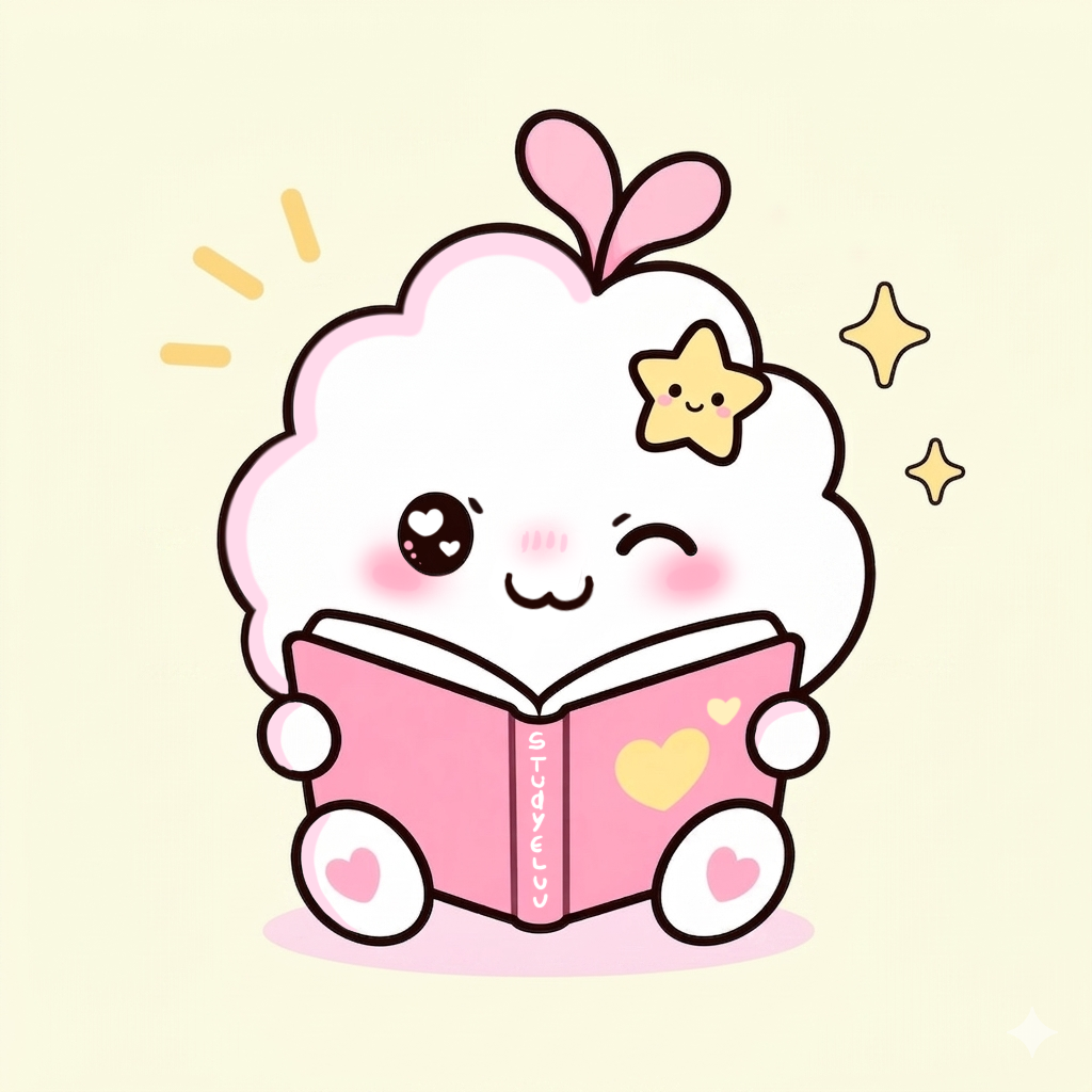Mascota nube cute de la Comunidad PAES leyendo un libro